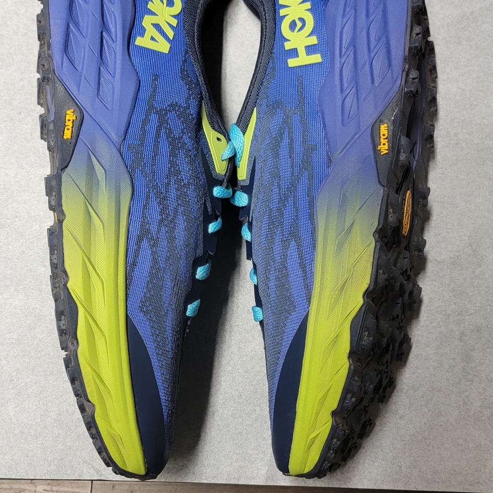 Hoka Men's Blue and Lime Trail Running Shoes